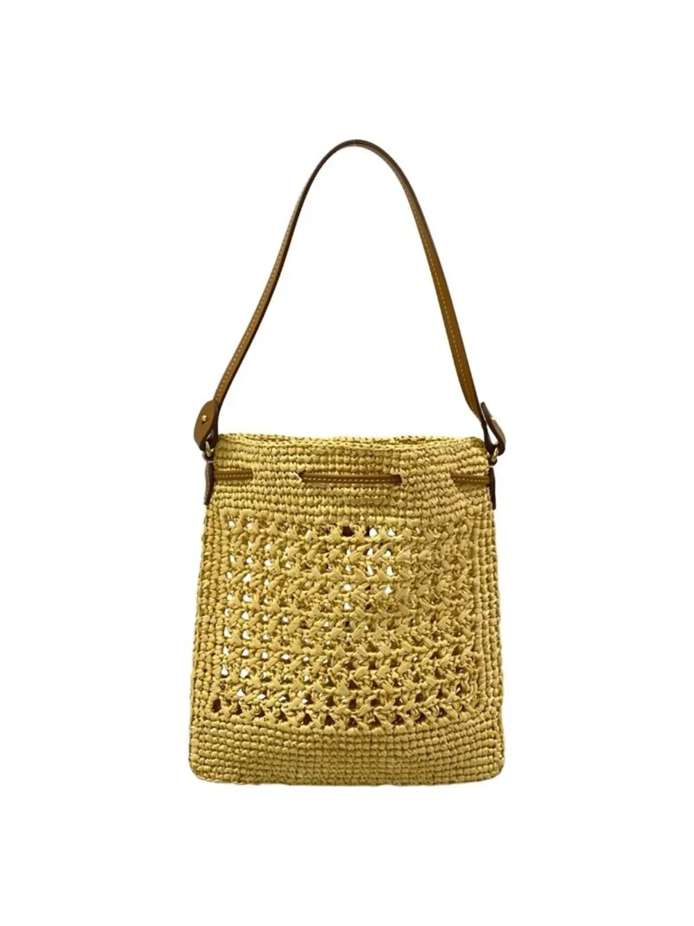 Miu Miu Woven Fabric Mini Bag Naturale Cognac Leather - Picture 3 of 15